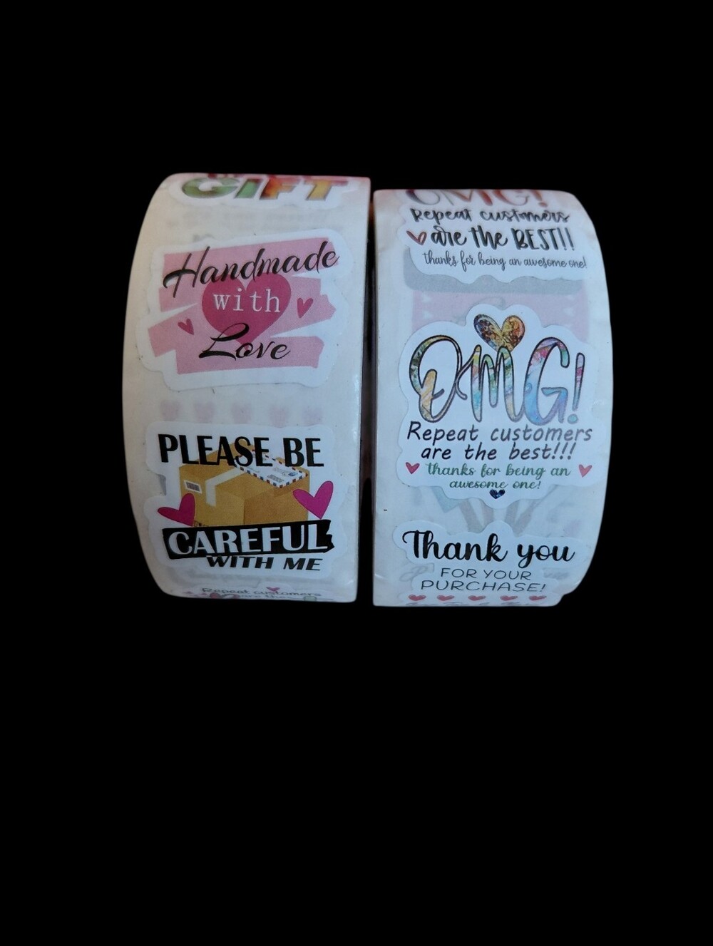 500ct. Custom Assorted Sticker Roll - White & Multicolor Bonus - 3 Random Polys - Picture 4 of 7